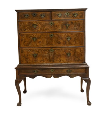 Lot 1386 - A George I Figured Burr Walnut, Crossbanded...