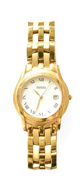 Lot 217 - A Plated Calendar Centre Seconds Gucci Quartz...