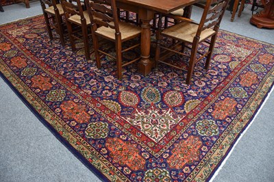 Lot 1264 - Tabriz Carpet, the royal blue field with...