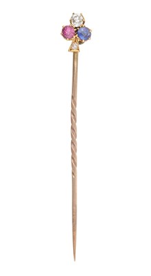 Lot 2435 - A Sapphire, Garnet and Diamond Stick Pin,...