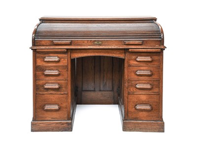 Lot 1212 - A 1920s Oak Roll Top Desk, 122cm by 68cm by 100cm