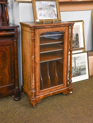 Lot 1200 - A Victorian Glazed Walnut Music Cabinet, with...