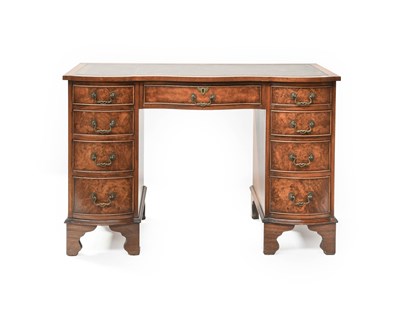 Lot 1423 - A Burr Walnut and Mahogany Serpentine Fronted...