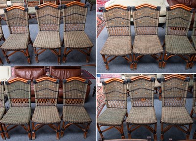 Lot 1335 - A Set of Twelve Modern Green Stained Rattan...