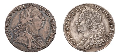 Lot 120 - George II, Shilling 1758, old laureate bust,...