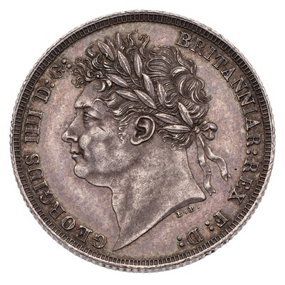Lot 149 - George IV, Shilling 1821, ornately garnished...