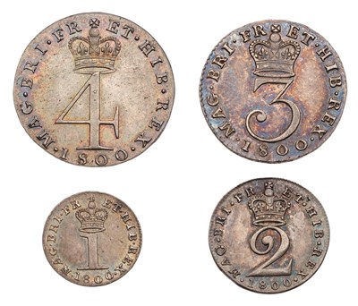Lot 210 - George III, Maundy Set 1800, 4 coins...