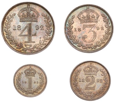 Lot 213 - Victoria, Maundy Set 1892, 4 coins comprising...