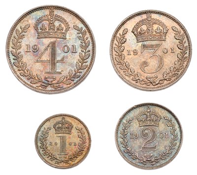 Lot 214 - Victoria, Maundy Set 1901, 4 coins comprising...