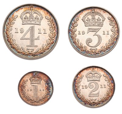 Lot 216 - George V, Proof Maundy Set 1911, 4 coin set...