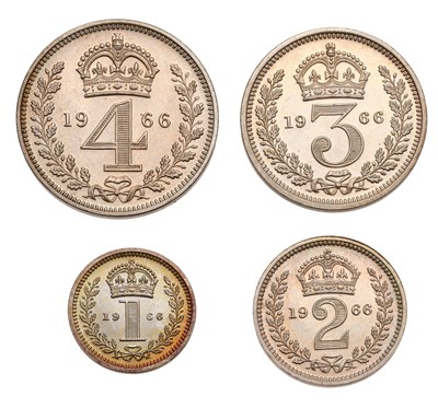 Lot 218 - Elizabeth II, Maundy Set 1966, 4 coin set...