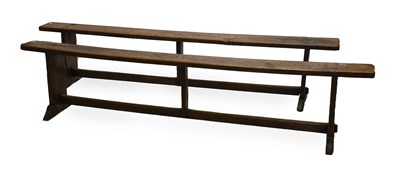 Lot 1180 - A Pair of Primitive Joined Oak Long Benches,...