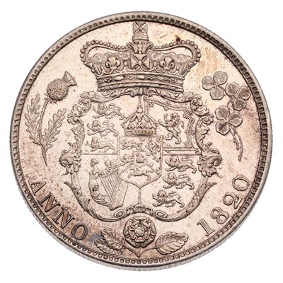 Lot 146 - George IV, Halfcrown 1820, ornately garnished...