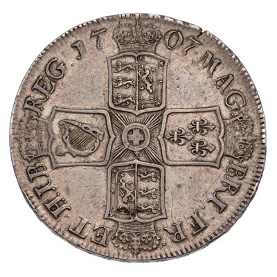 Lot 110 - Anne, Crown 1707E, Edinburgh Mint, SEXTO,...
