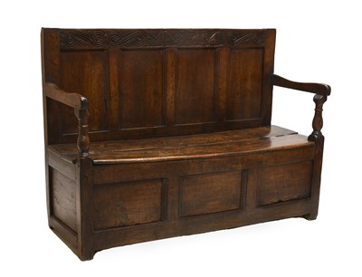 Lot 467 - A Joined Oak Settle, initialled MN and dated...