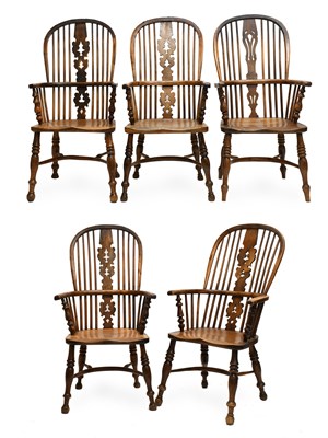 Lot 475 - A Harlequin Set of Five Yorkshire Yewwood High-...