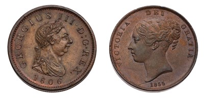 Lot 133 - George III, Penny 1806, small incuse curl by...