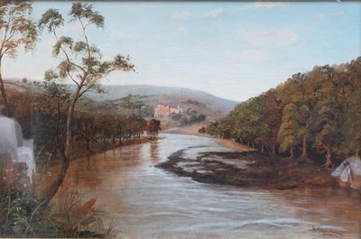 Lot 1134 - H Casson (19th Century) River landscape with...