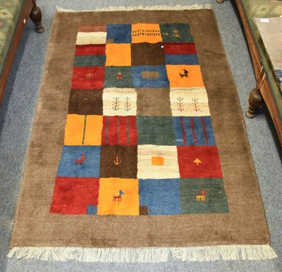 Lot 1108 - Gabbeh Rug, the polychrome compartmentalised...