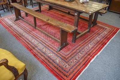 Lot 1102 - Serabend Carpet, the blood red field with a...