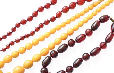 Lot 233 - Two Cherry Amber/Amber Type Bead Necklaces,...