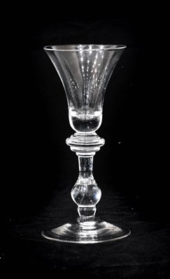 Lot 234 - A Balustroid Wine Glass, circa 1730, the...