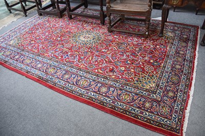 Lot 1112 - Tabriz Carpet, the raspberry field centred by...
