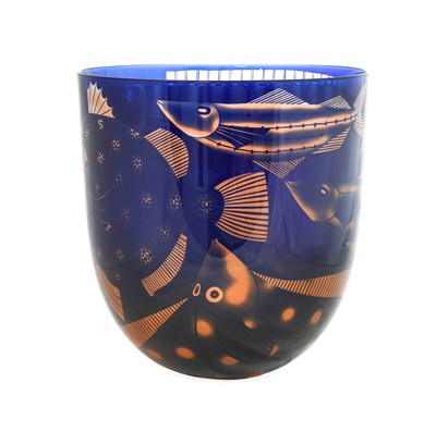 Lot 44 - Ruth Dresman (b.1961): Fish Vessel, hand blown...