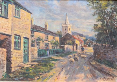 Lot 1054 - J E Clarkson (20th Century) Rural village with...
