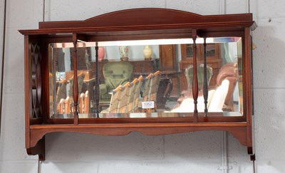 Lot 1387 - An Inlaid Mahogany Mirrored Hanging Shelf,...