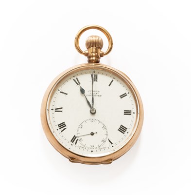 Lot 256 - A 9 Carat Gold Open Faced Pocket Watch, signed...