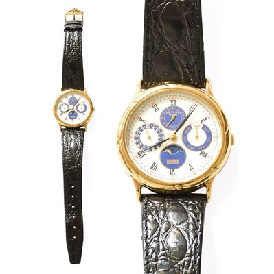 Lot 252 - A Plated Calendar Moonphase Quartz Rotary...