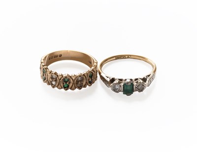 Lot 226 - An Emerald and Diamond Three Stone Ring, the...