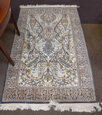 Lot 1252 - Part-Silk Kashmir Rug, the field with trees of...
