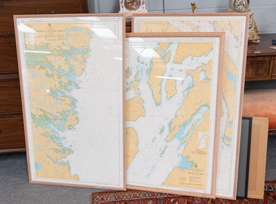 Lot 1151 - Three Large Framed Maps of the Hebrides and...