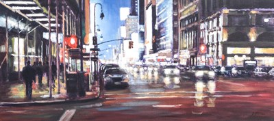Lot 1017 - David Farren (b.1972) New York by night Signed,...