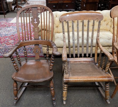 Lot 1281 - A 19th Century Elm Windsor Rocking Chair,...