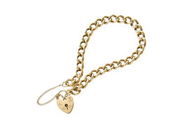 Lot 274 - A 9 Carat Gold Curb Link Bracelet, with a...