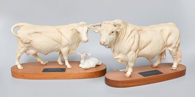 Lot 17 - Beswick Connoisseur Charolais Bull and Cow &...