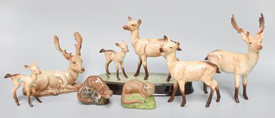 Lot 28 - Beswick Stag and Deer Models, (one tray)