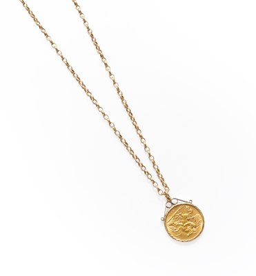 Lot 280 - A Half Sovereign Pendant on Chain, dated 1914...