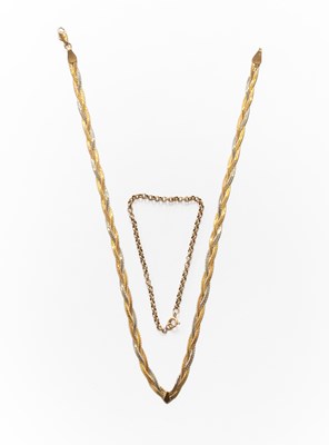Lot 248 - A 9 Carat Gold Tri-Colour Necklace, length...