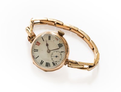 Lot 277 - A 9 Carat Gold Enamel Dial Wristwatch, manual...