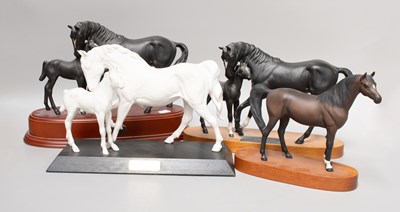 Lot 46 - Beswick Horses on Plinths, including Black...