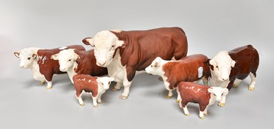 Lot 10 - Beswick Hereford Cattle, including Polled...
