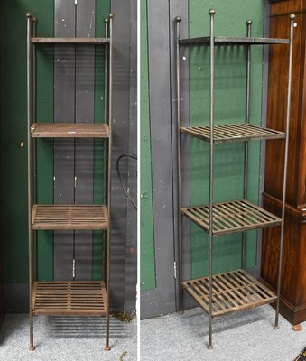 Lot 1395 - Pair of Wrought Iron Baker's Stands, 40cm by...