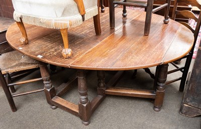 Lot 1239 - 18th Century Oak Gate Leg Dining Table, 175cm...