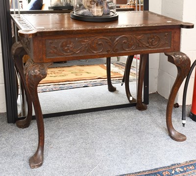 Lot 1408 - Carved Oak Side Table, fitted with a side...