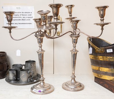 Lot 191 - A Pair of Old Sheffield Plate Four-Light...