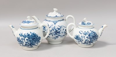 Lot 121a - Three Worcester Porcelain Teapots and Covers,...